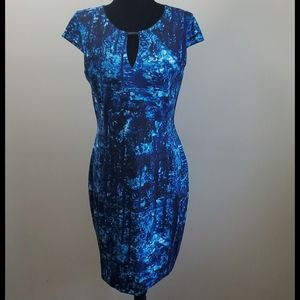 Calvin Klein midi black-blue-white dress